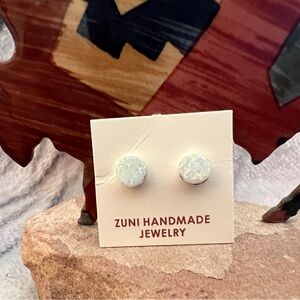 ❤️ Zuni Native Made 8mm Opal Stud Earrings by Mary Ann Neha